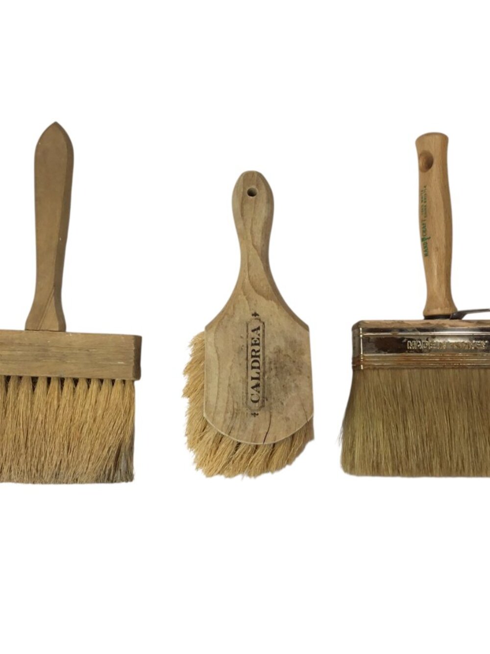 Vtg Wooden Handle Paint Brushes Horse Hair Bristle Natural Hand Craft Caldrea